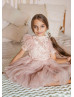 Short Sleeves Lace Tulle High Low Flower Girl Dress
